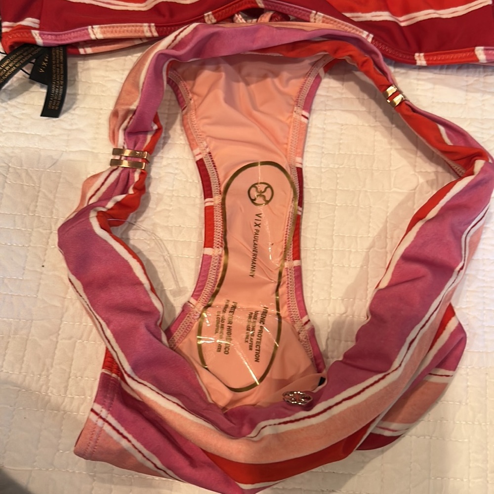 NWT VIX red and pink stripe bikini size small/D cup - Picture 7 of 11